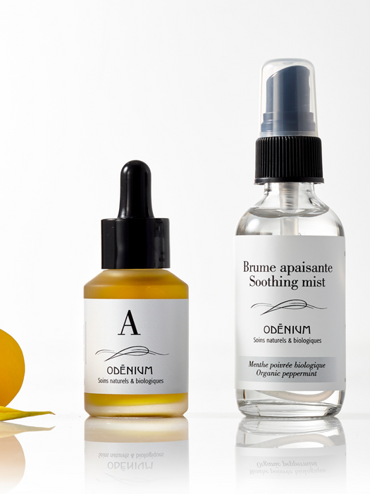 Sérum a & brume apaisante duo anti-imperfections pour les peaux sujettes à l'acné.