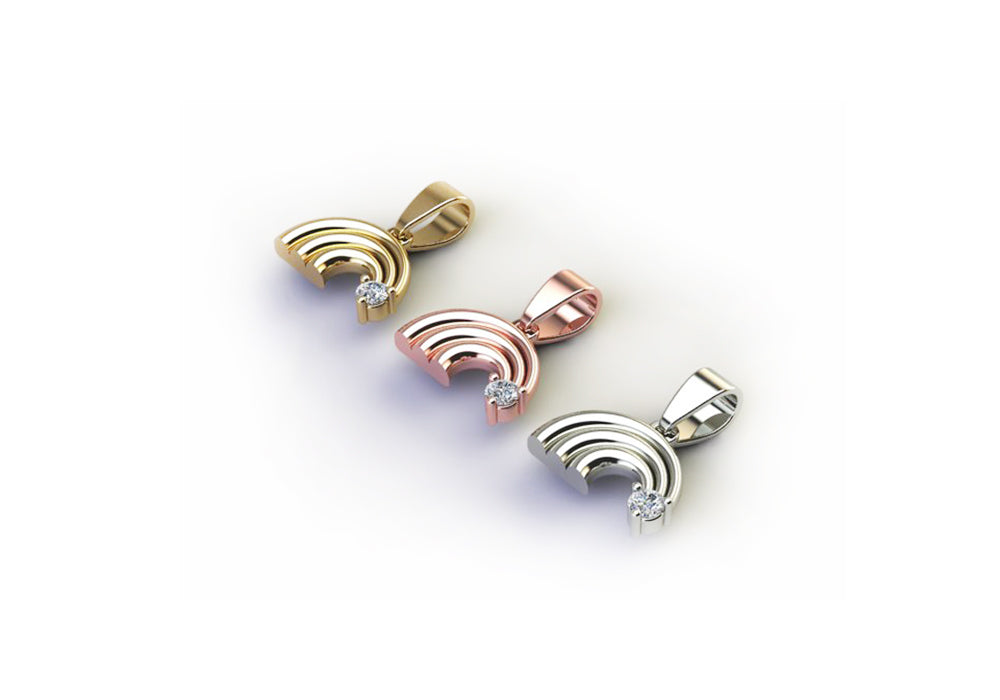 Pendentif arc-en-ciel et diamant