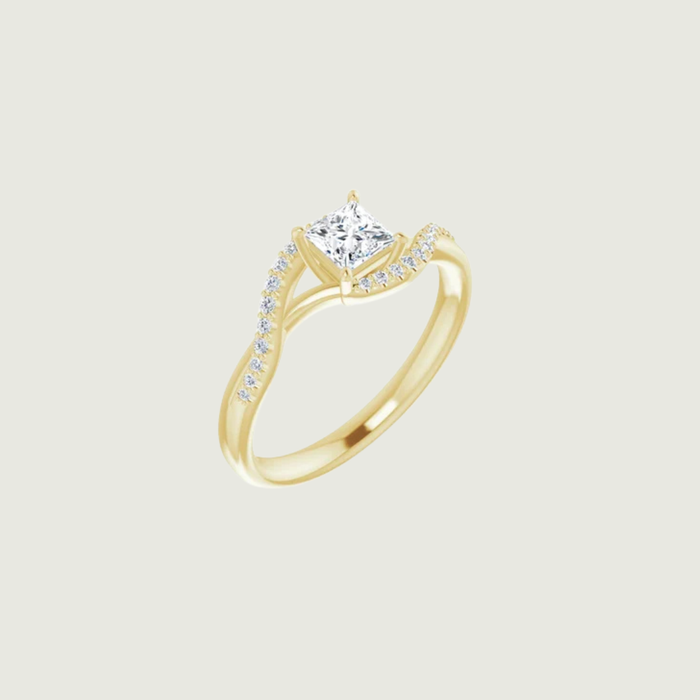 Bague princesse en or 14k et diamants