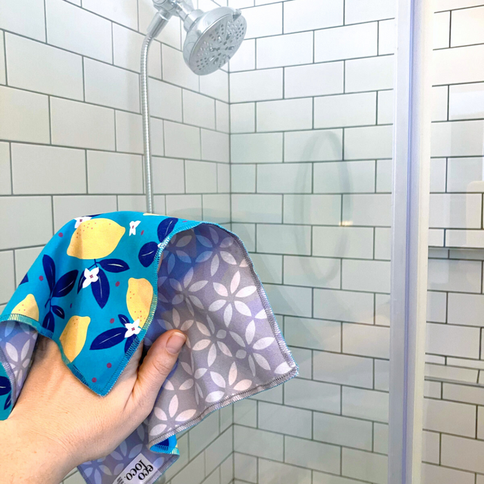 lingette pour vitre et miroir en microfibre avec un motif de citron