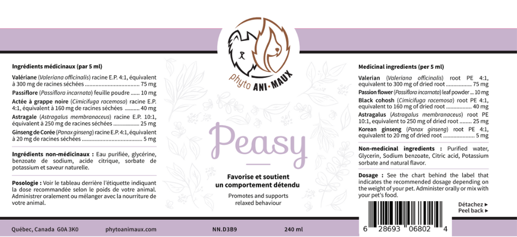 Peasy (anxiété pour chien et chat)