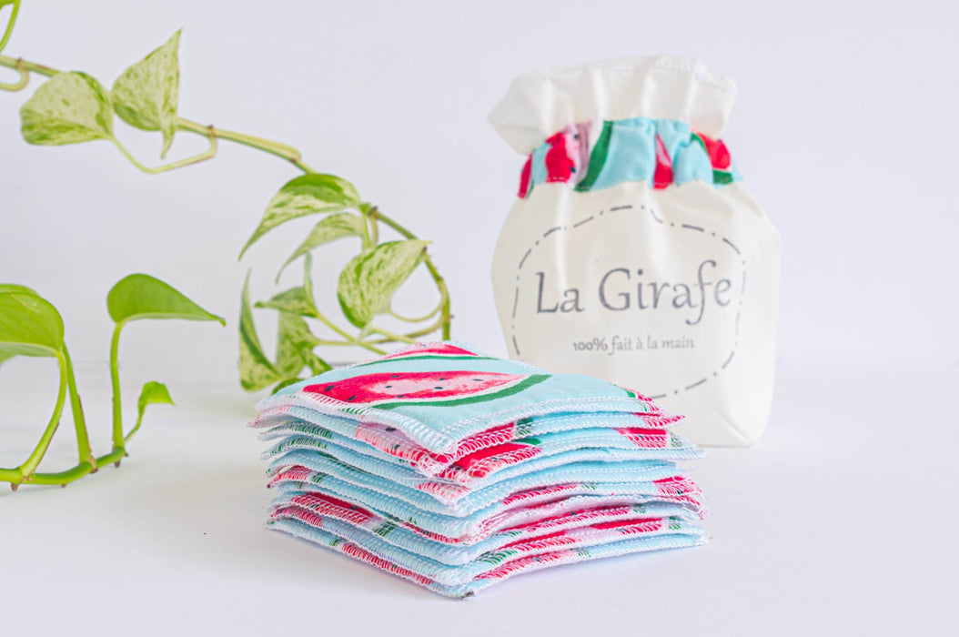 Lingettes démaquillantes | pois et melon d'eau