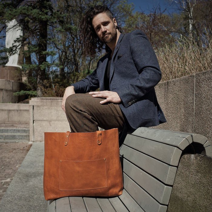 Elegant light brown leather handbag for work or casual use
