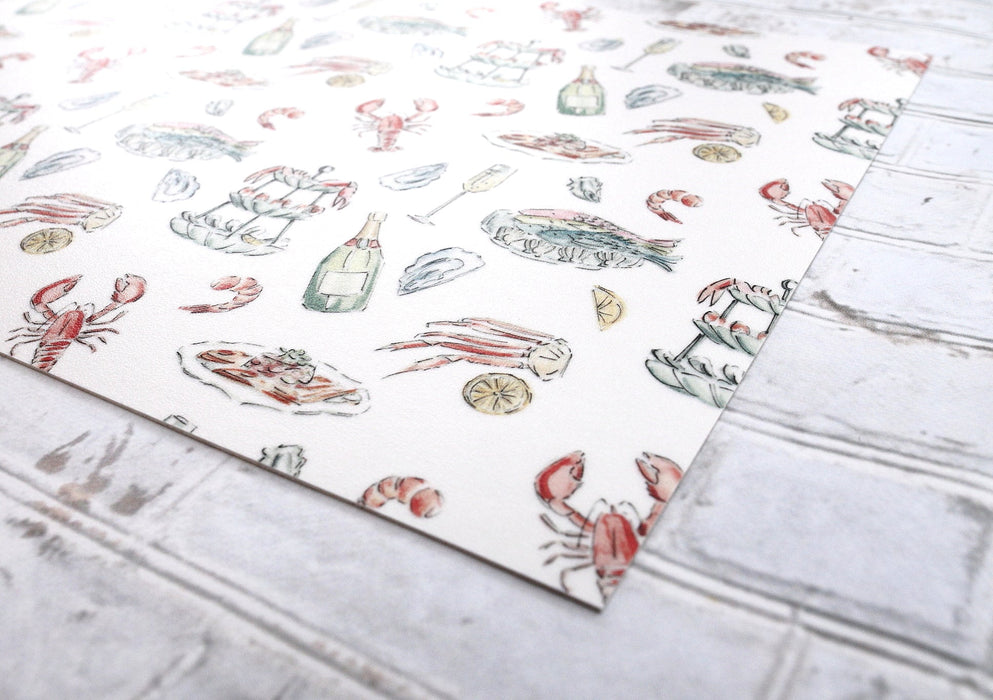 Napperon de vinyle - fruits de mer et champagne - seafood & champagne