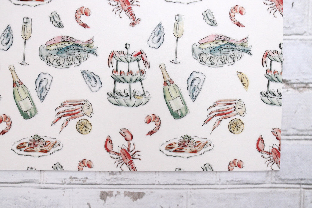 Napperon de vinyle - fruits de mer et champagne - seafood & champagne