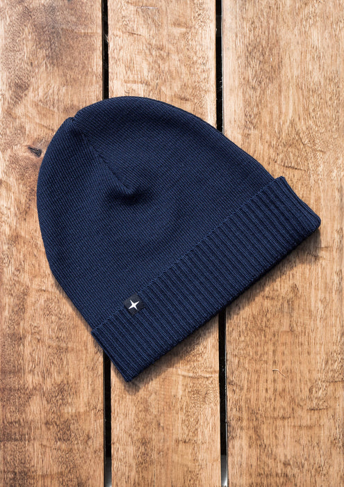 Tuque fine en mérinos - bleu marine