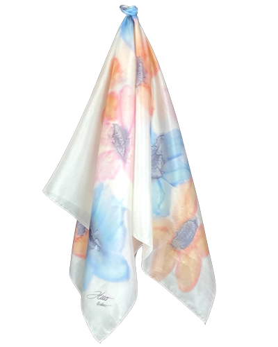 Foulard carré de soie bouquet pour toi