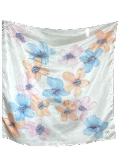 Foulard carré de soie bouquet pour toi