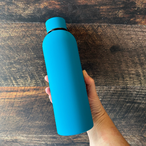 Bouteille en acier inoxydable isotherme à double parois bleue