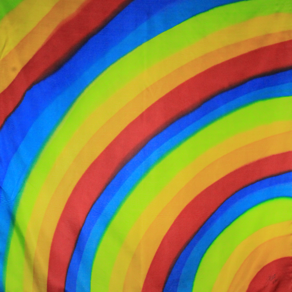 Foulard carré de soie        arc-en-ciel