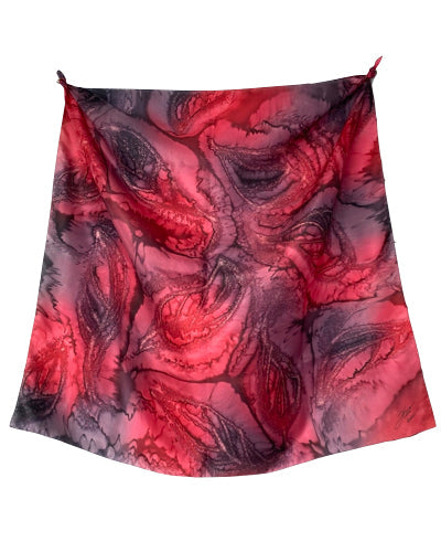 Foulard carr&eacute; de soie le rouge et le noir