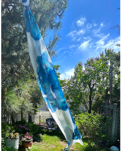 Paréo blanc fleuri marine