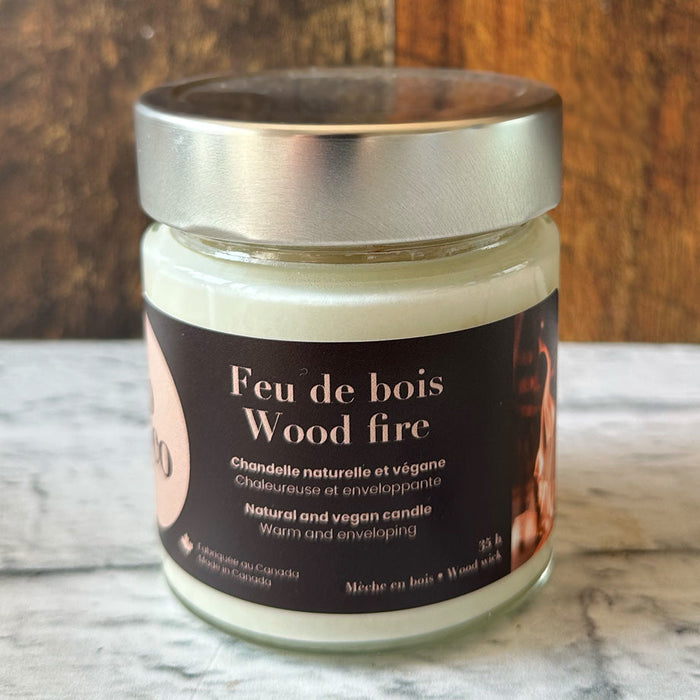 Bougie artisanale: soya et mèche de bois