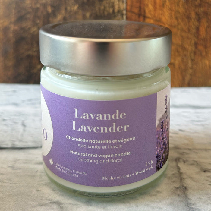 Bougie artisanale: soya et mèche de bois