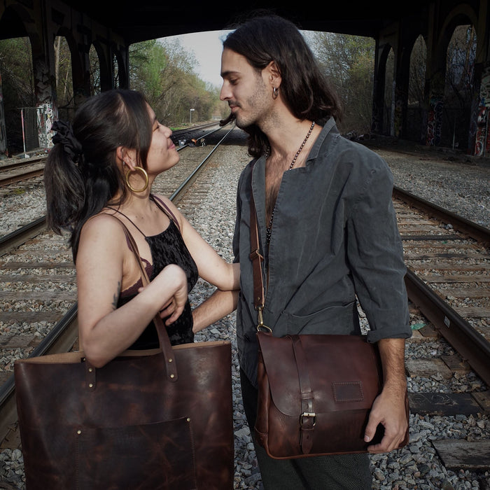 Spacious mahogany leather satchel designed for professionals
