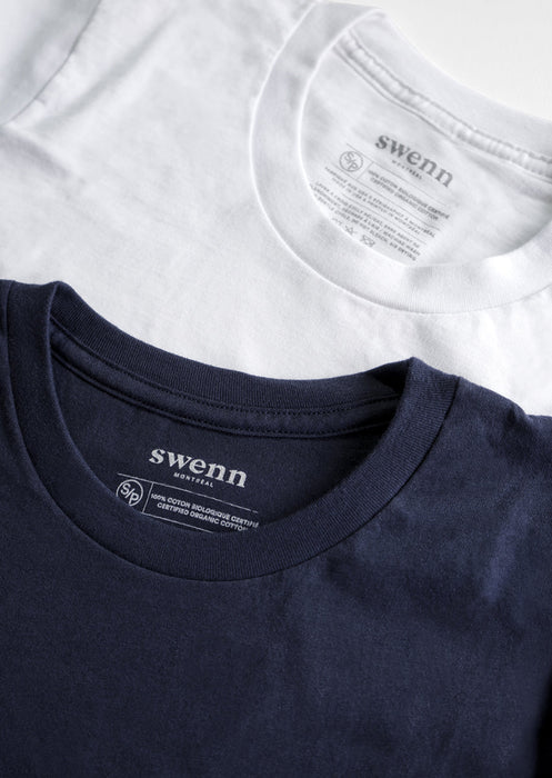 2 t-shirts blanc - bleu marine