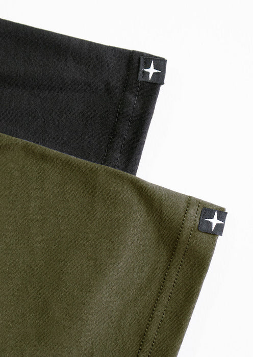 2 t-shirts noir - kaki