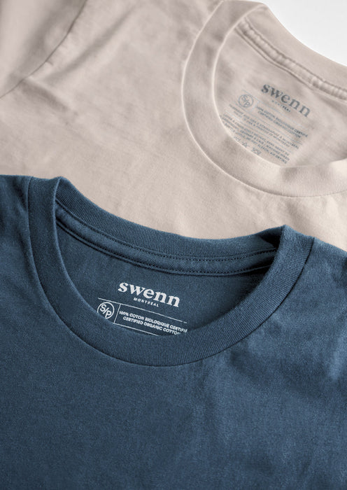 2 t-shirts naturel - bleu pacifique
