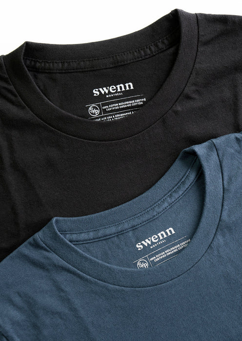 2 t-shirts noir - bleu pacifique