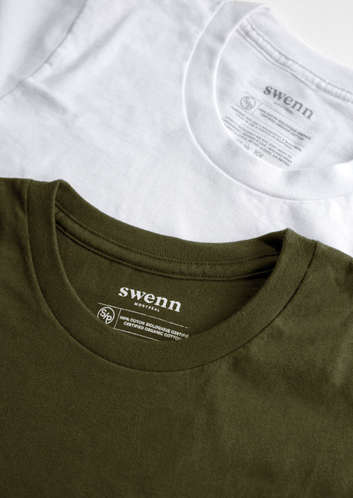 2 t-shirts blanc - kaki