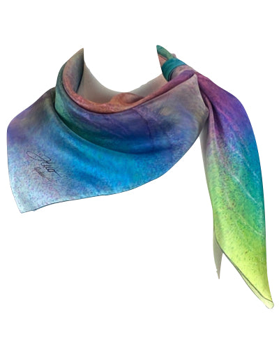 Foulard carr&eacute; de soie j'aime les bonbons