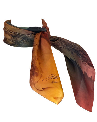 Foulard carré de soie Nuances chaleureuses - Soierie Huo
