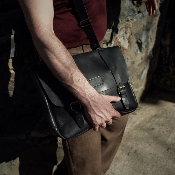 Premium black leather bag designed for durability
