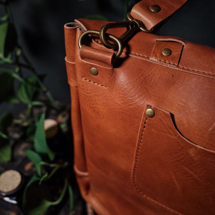 Premium English tan leather shoulder bag designed for durability
