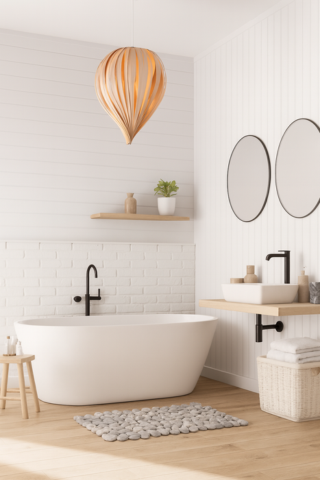 Lampe goutte / merisier blanc