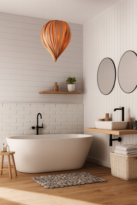 Lampe goutte / merisier rouge