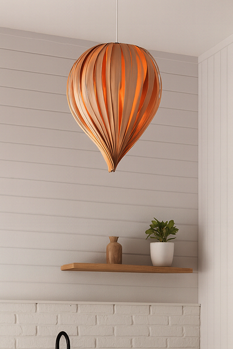 Lampe goutte / merisier rouge