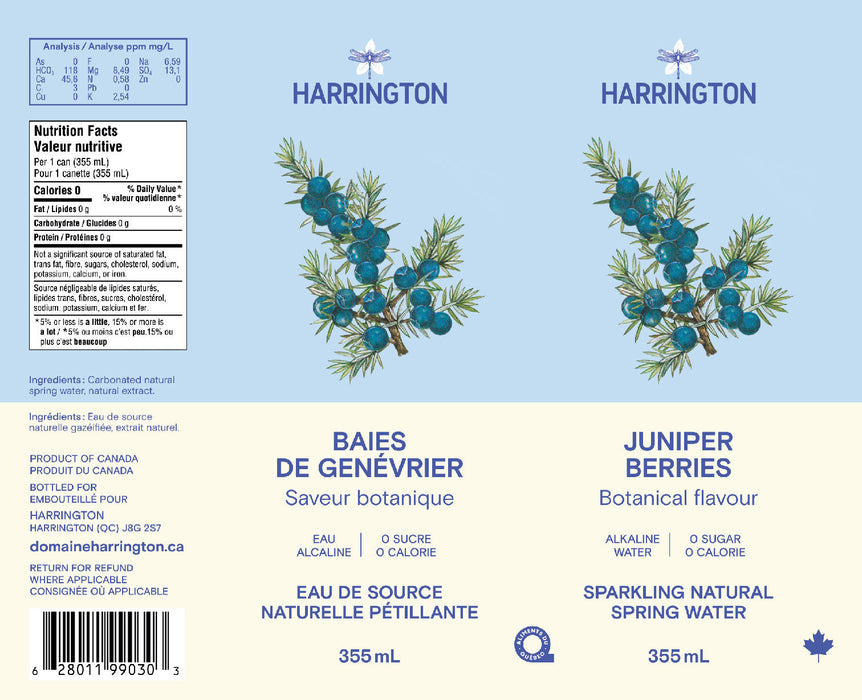 Eau pétillante saveur baie de genévrier