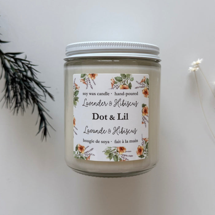 Bougie de soja lavande et hibiscus