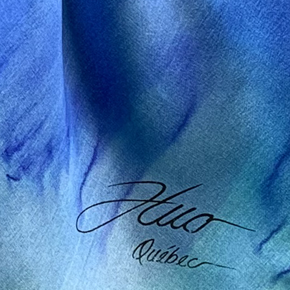 Ensemble Carré de soie et clip coulé outremer - Soierie Huo