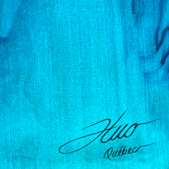 Écharpe en soie coulé émeraude et marine - Soierie Huo