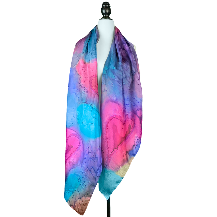 Paréo de soie coeur froid - Soierie Huo