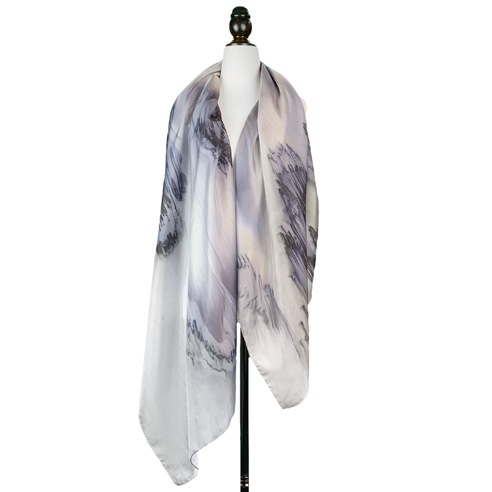 Paréo de soie coulé gris - Soierie Huo