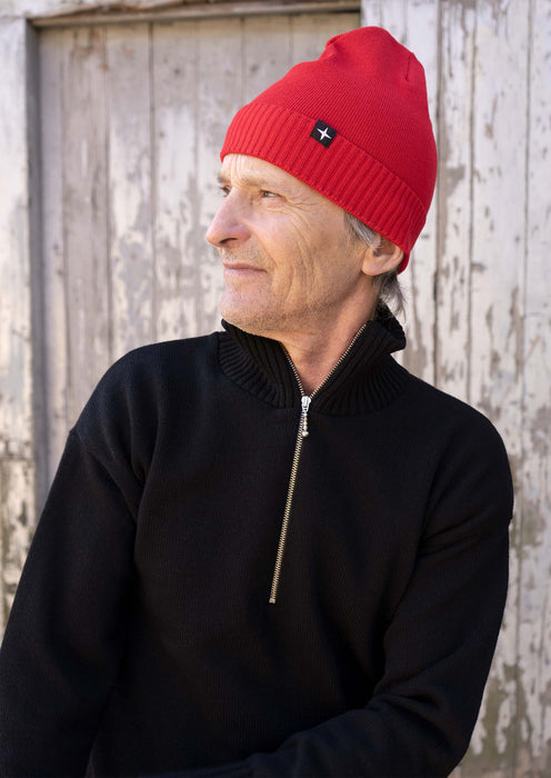 Tuque fine en mérinos - rouge