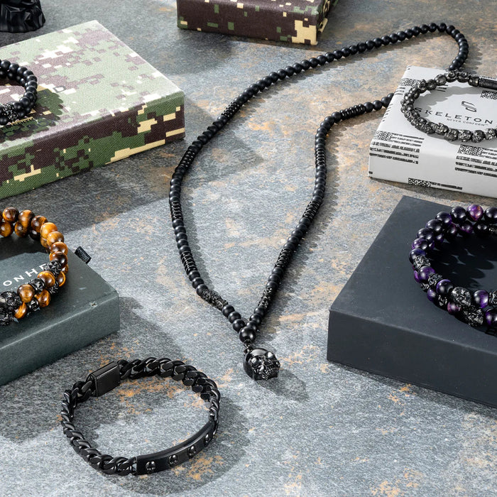 Collier memento mori en acier