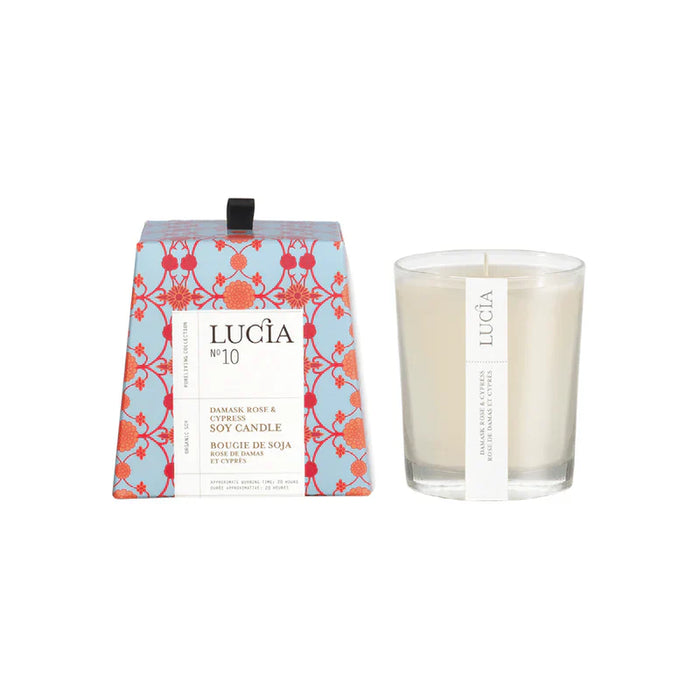 Lucia n°10 bougie de soja rose de damas et cyprès