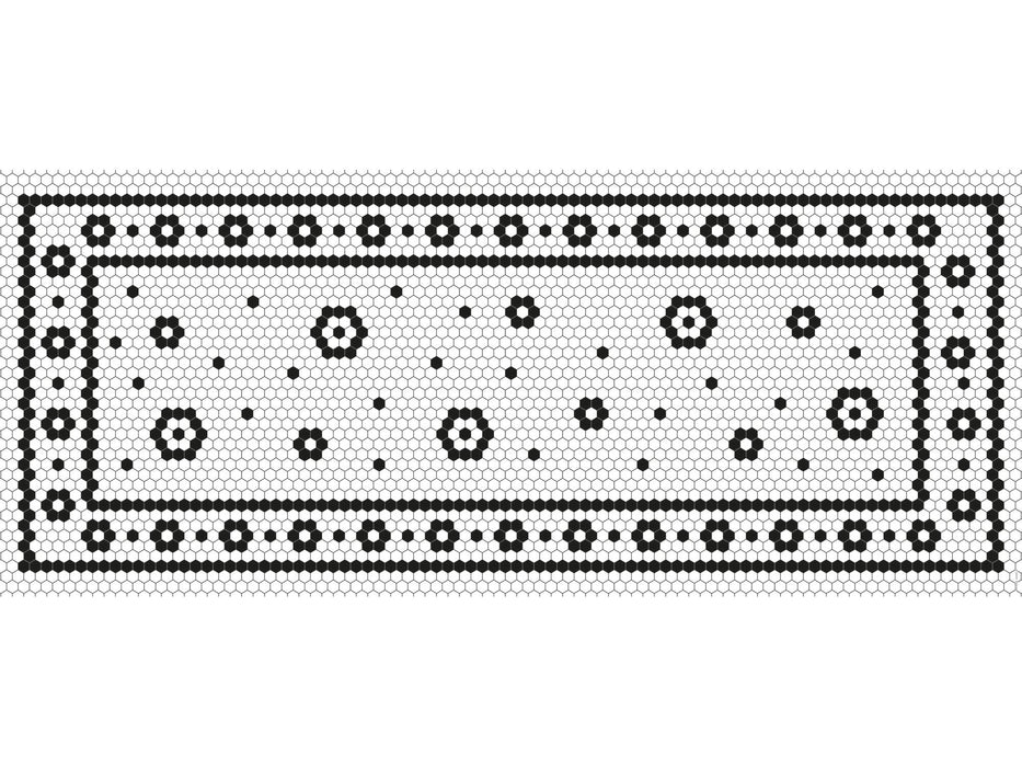 Tapis de vinyle runner mosaique fleur - vinyl runner carpets mosaic flower