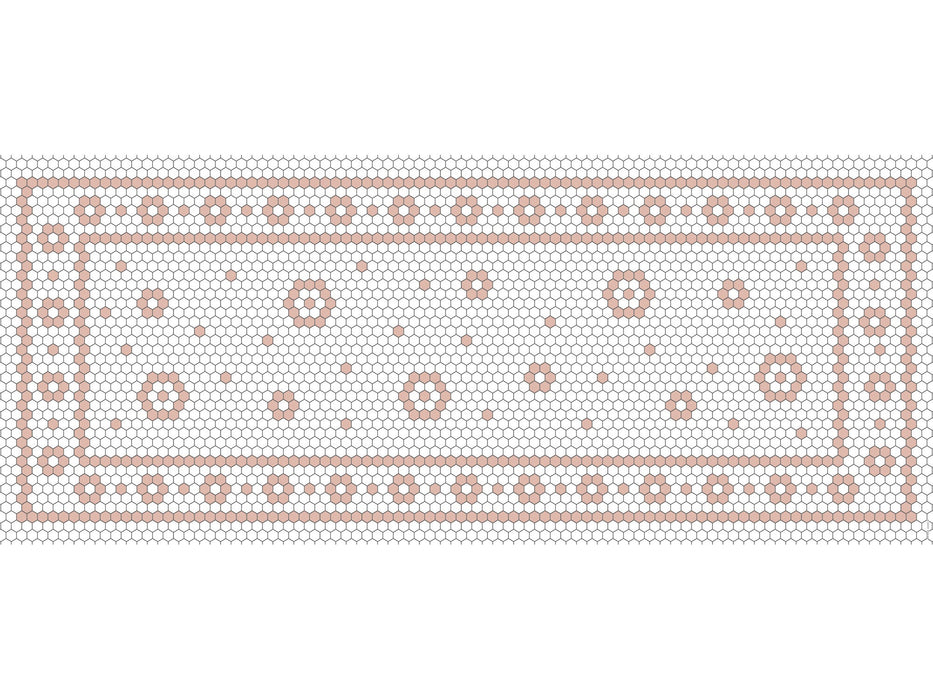 Tapis de vinyle runner mosaique fleur blush - vinyl runner carpets blush mosaic flower