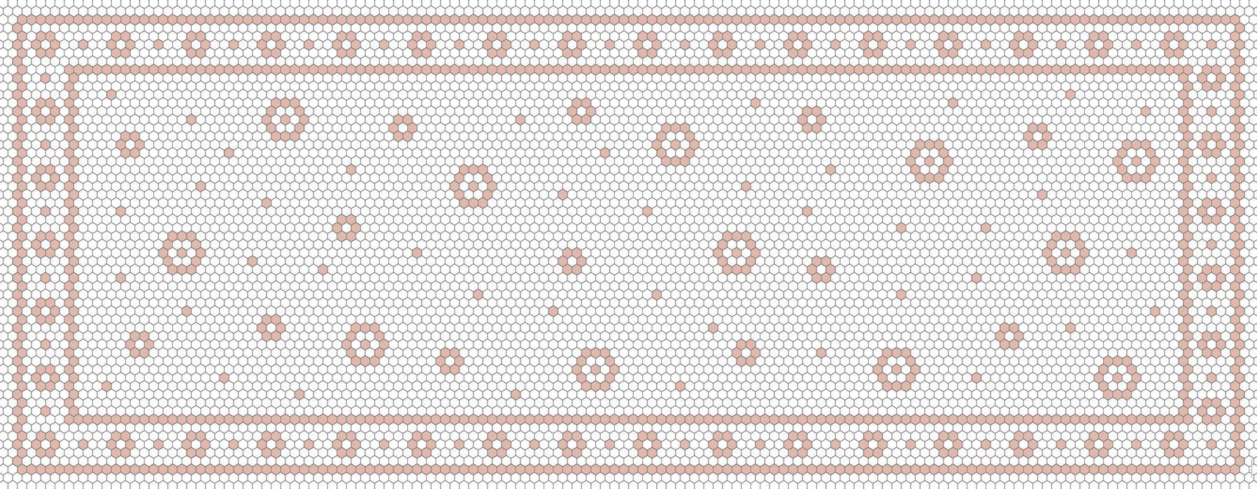 Tapis de vinyle runner mosaique fleur blush - vinyl runner carpets blush mosaic flower