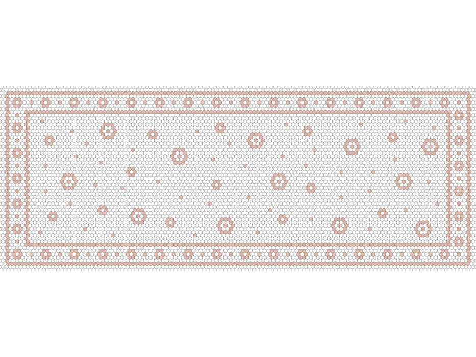 Tapis de vinyle runner mosaique fleur blush - vinyl runner carpets blush mosaic flower