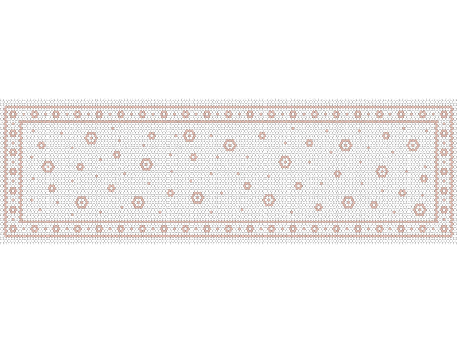 Tapis de vinyle runner mosaique fleur blush - vinyl runner carpets blush mosaic flower