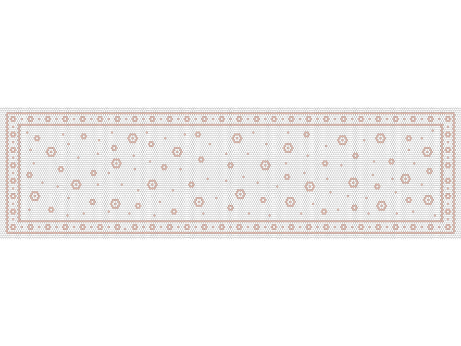 Tapis de vinyle runner mosaique fleur blush - vinyl runner carpets blush mosaic flower