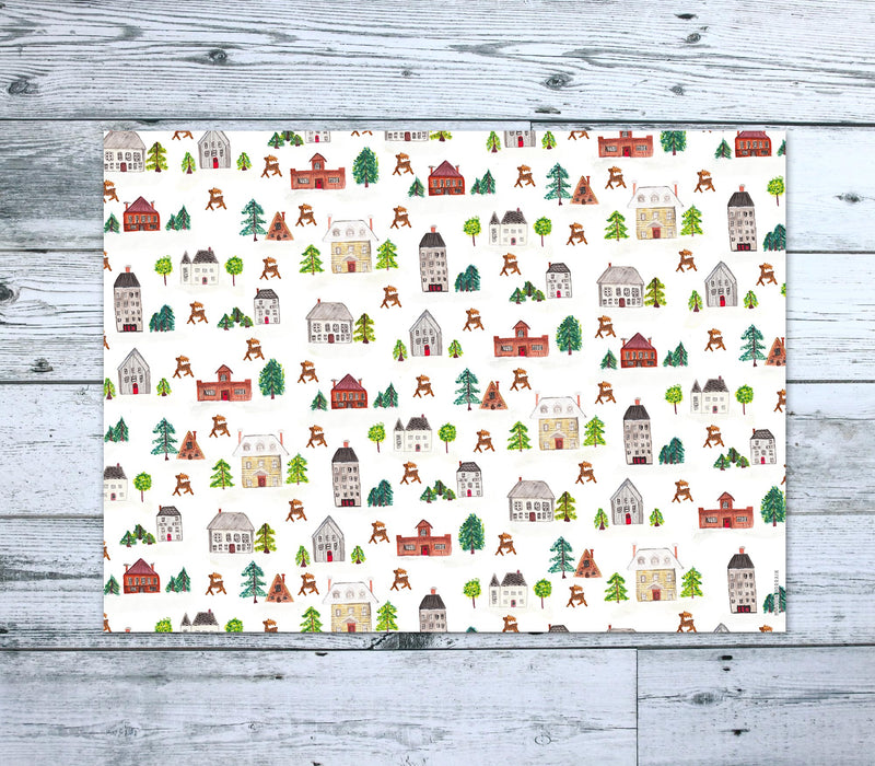 Napperon de vinyle - village de no&euml;l / xmas village - vinyl placemats