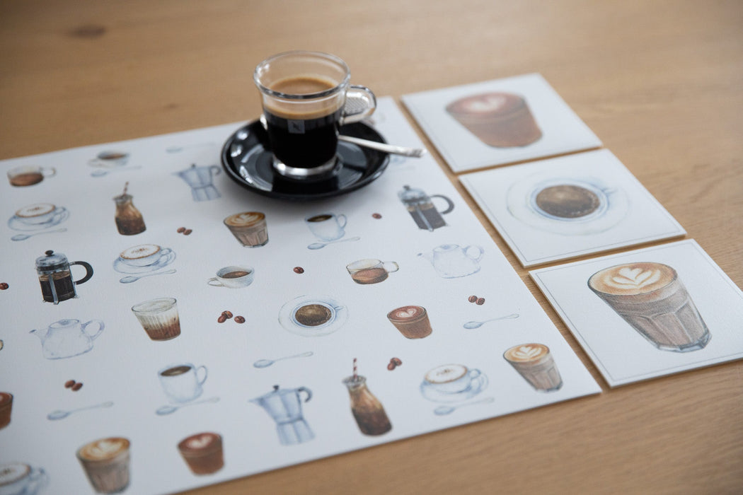 Collection café - sous-verres de vinyle (4) / vinyl coasters (4) - café 2