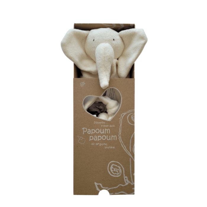 Doudou éléphant, coton biologique