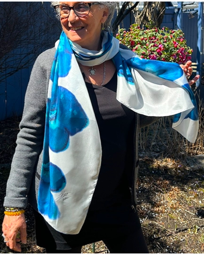 Paréo blanc fleuri marine